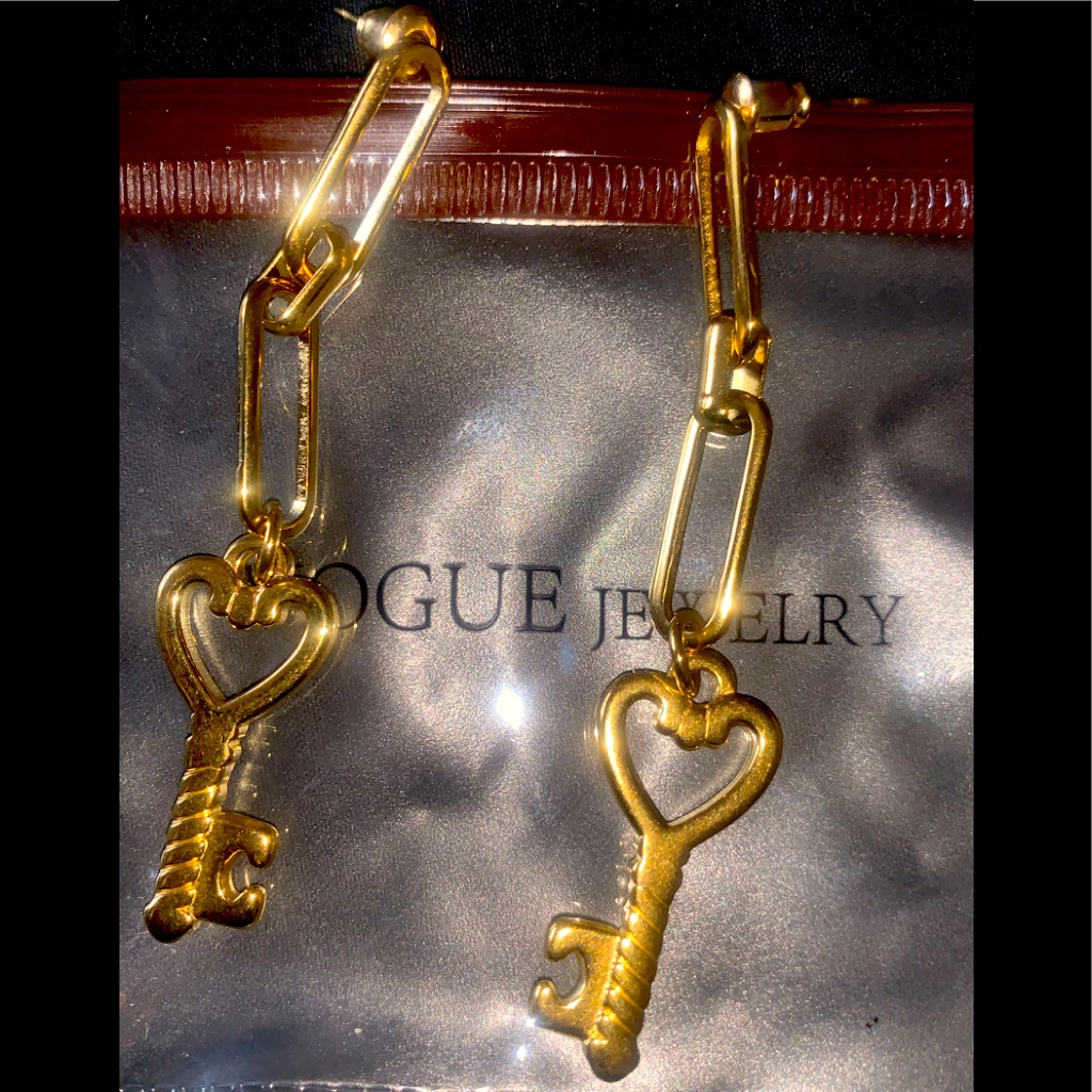 14 Karat Gold Plated Key Earring Dangling Brand New 14 Karat Gold Plated Key Earring Dangling Brand New